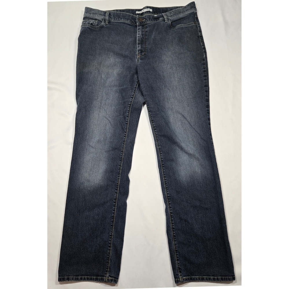 Gardeur Denim Jeans Womens Plus 40 Blue Embellished Straight Leg Dark Stretch